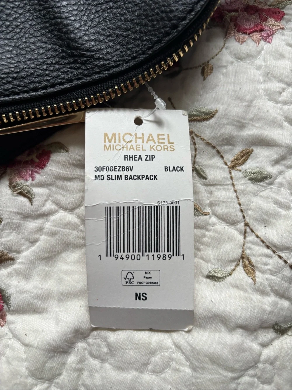 Michael Kors Black Pebbled Leather Backpack with Gold Accents